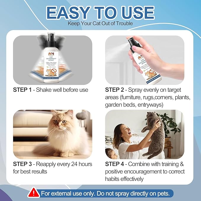 Cat Deterrent Spray – 5 fl.oz / 150ml Indoor & Outdoor Anti-Scratch Training Aid for Cats and Kittens – Non-Toxic Formula with Botanical Extracts – Furniture Protection Spray