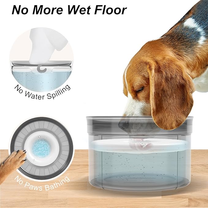 1Gallon No Spill Dog Water Bowl-3.8L Large Capacity, BPA-Free, Anti-Splash & Anti-Digging Design with Non-Slip Base, for Messy Drinkers