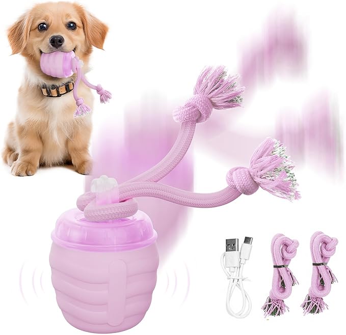 Interactive Dog Toys, [2025 Newly Upgraded] Interactive Dog Ball for Small Dogs, Automatic Moving Dogs Toy Wicked Ball for Boredom & Training, Play Music, USB Rechargeable(Pink)