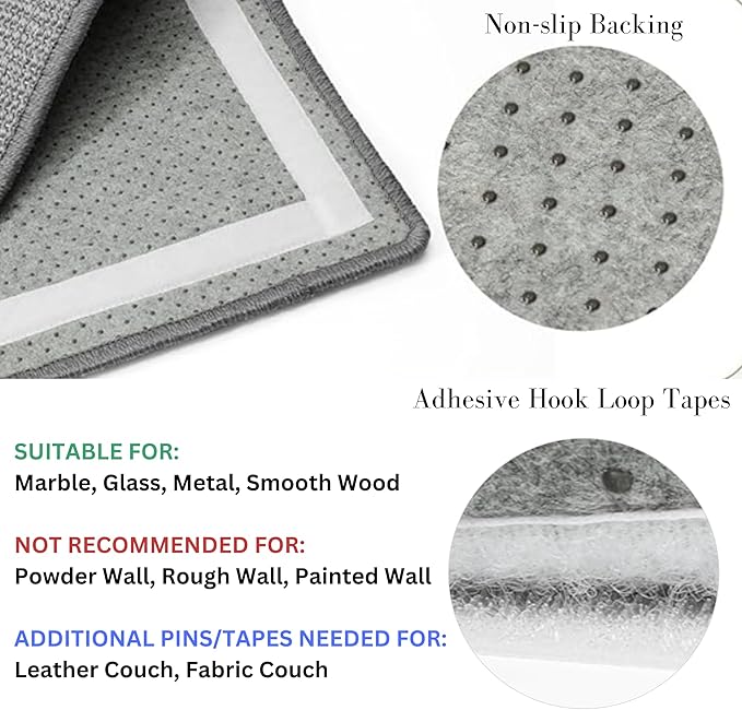 Boho Sisal Cat Scratcher Mat with Hook and Loop Strips (Scratch Protector for Carpet, Sofa, Wall and Furniture), Durable and Shedding-Resistant Surface (Mini 2-Pack, Fishbone)