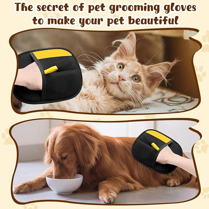 Pet Hair Removal Glove for Cats & Dogs,Upgrade Efficient Grooming Gloves for Pet Hair, Cat Grooming Gloves for Hair Removal, Reusable Pets Hair Remover Glove, Removal Gloves for Pets Hair (2 PCS)