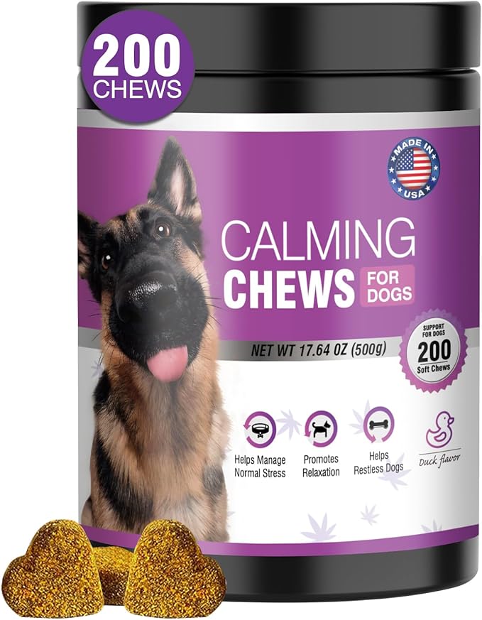 Hemp Calming Chews for Dogs 200pc Dog Calming Treat and Bites with Hemp Oil - Anxiety and Stress Relief Treats for Dogs Puppy Melatonin Sleep Aid Calm Dog with Noise,Thunder,Barking,Separation,Chewing
