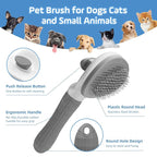 Cat Brush for Shedding,Self Cleaning Dog Brush for Shedding,Skin Friendly Cat Brushes for Indoor Cats Grooming Massage,Dog Slicker Brush for Cats Loose Fur Long&Short Hair Removal Grey