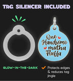 Personalized QR Code Dog Tags - Choose from 25+ Tag Designs - QR Code Links to Your Profile - Unique, Cute, Funny, Sassy Pet ID Tag (One Handsome Mutha Fluffa, Large (1.25 inch))