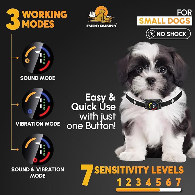 2025 Upgraded Intelligent Dog Bark Collar for Small and Medium Dogs - Beep, Vibration and 7 Sensitivity Levels Adjustment - No Shock Collar, Humane Training