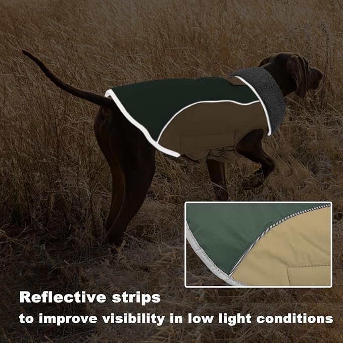 Doglay Dog Jacket Waterproof Dog Coat, Reflective Cold Weather Winter Coat, Adjustable Turtleneck Fleece Puppy Snow Jacket with Harness Hole for Small Medium Large Dogs