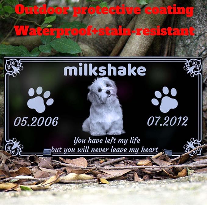 Generic Pet Memorial Stones Black Granite Memorial Garden Stone 12x6 Inches Engraved with Photo Name Date Memorial Stones for Loved Ones Personalized or Dog Cat Pet Memorial Stones, reffes85