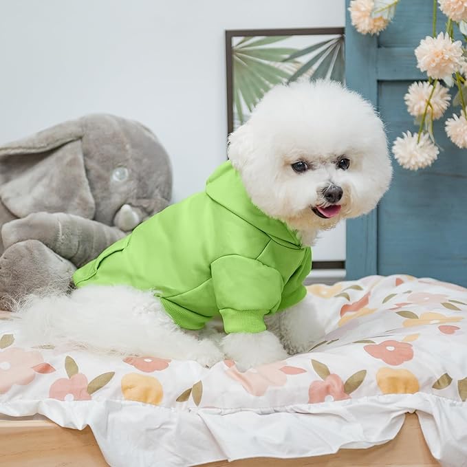 KOOLTAIL Basic Dog Hoodie - Soft & Warm Dog Hoodie Sweater with Leash Hole and Pocket, Dog Winter Coat, Cold Weather Clothes Sweatshirt for Small Medium Large Dogs Puppy Cat Boys Girls Green S