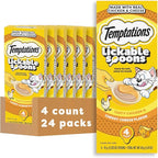 Temptations Lickable Spoons Adult Wet Cat Treat, Tasty Chicken and Cheesy Cheese Flavor, 4 Spoons, Pack of 24 (96 Total)