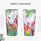 Dujiea 20oz Tumbler With Lid And Straw, Tropical Pink Flamingo Vacuum Insulated Iced Coffee Mug Reusable Travel Cup Stainless Steel Water Bottle