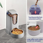Pets Automatic Gravity Feeder Dogs 2.8L Food & 4L Water Dispenser Set with Stainless Steel Bowl for Small Medium Big Puppy Kitten(Light Gray)
