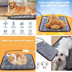 Pet Heating Pad with 3 Adjustable Temperature, Dog Cat Heating Pad with Chew Resistant Cord, Indoor Heated Mat for Dog House, Warming Heater Bed Pad for Outdoor Cat House, Waterproof, 17.7x17.7inch