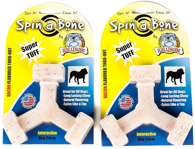 Bullibone Nylon Dog Chew Toy Spin-a-Bone - Interactive Dog Toy, Triggers Natural Instincts, and Improves Oral Health