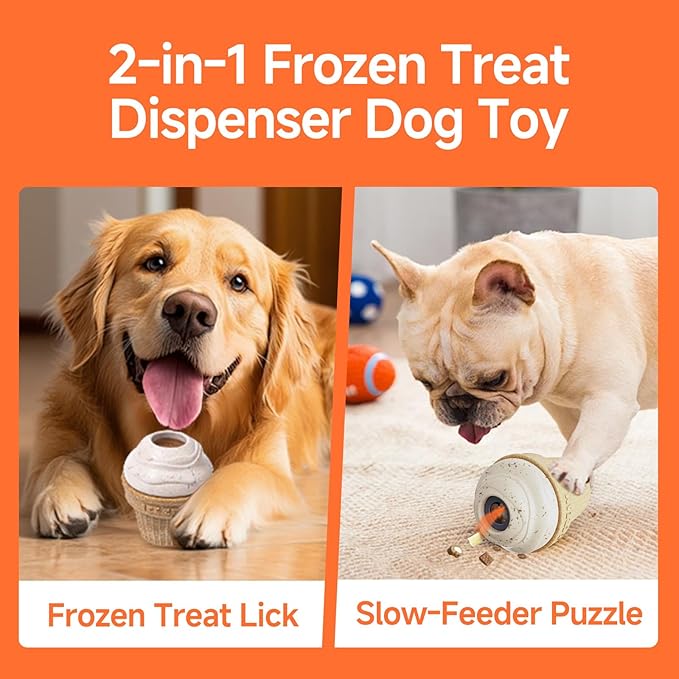 Interactive Dog Toys Freezable Treat Dispensing Puzzle Toy Long-Lasting Busy Toy Chew Toy to Reduce Boredom & Anxiety, Long-Lasting Busy Toy for Small Medium Large Dogs