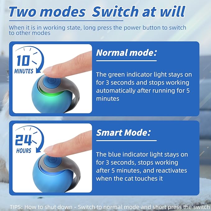 2PCS Interactive Cat Toy for Indoor Cats, Automatic Moving Cat Toy Ball, USB Rechargeable Smart Cat Toys Ball with Replacement Tail, 2 Speed Adjustment