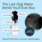 MalsiPree Trail Water Bottle for Dogs - 12oz, Black - Portable Dog Water Bottle & Bowl with Leak-Proof Plug, Food-Grade Plastic & One-Hand Operation for Pet Travel & Hiking