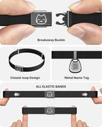 Cat Collar with QR Code Name Tag, Breakaway Kitten Collar for Boy & Girl Cats, Ultra Soft Elastic Adjustable Band, Safety Break Away Buckle, Comfortable & Secure Pet ID Collar (6"-12"), Black