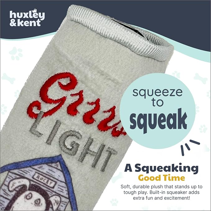 Huxley & Kent Funny Dog Toy w/Squeaker – Power Plush Squeaky Dog Toys for Small Dogs – Durable Small Stuffed Animal for Indoor Play & Fetch - Tiny Tuff Grrrs Light