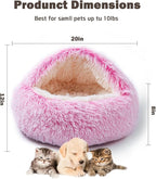 Cat Bed Calming Cat Beds,Indoor Washable Cat Bed，Anti-Slip Faux Fur Fluffy Cuddler Anxiety Cat Bed,Warming Cuddler Cushion Bed for Small Medium Dogs and Cats (Gradient Pink, 20 * 20inch)