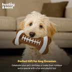 Huxley & Kent Funny Dog Toy w/Squeaker – Power Plush Squeaky Dog Toys for Small, Medium & Large Dogs – Soft Stuffed Animal for Indoor Play & Fetch - Football Bone, Small