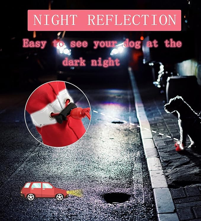 YAODHAOD Dog Shoes for Hot Pavement, Anti-Slip Sole Dog Boots & Paw Protector for Summer, Reflective Straps Dog Booties for Small Medium Dogs, Indoor Use 4PCS (Red,Size: 7)