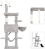 Cat Tree, Multi-Level Cat Tower for Indoor Cats, Cat Condo with Cat Scratching Post and Board, Cat Hammock, Light Gray GCT011W