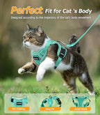 Halypet Cat Harness and Leash Set [MAX Safety 4th-Gen Upgrade] Escape Proof Adjustable Cat Leash Comfortable Soft Vest Easy to Wear Kitten Harness with Reflective Strip for Cats Walking, S Green