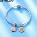 GEMDAZZ Sparkling Puppy Paw Print Charms in 925 Sterling Silver, Pave Dog Pawprint CZ Round Beads and Always in My Heart Charms, Gift for Animal Lover, fit European Women Bracelet/Necklace