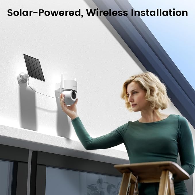 aosu Security Cameras Wireless Outdoor - 3K/5MP Solar Powered 400-Lumen Floodlight Camera, 360° Pan/Tilt Surveillance, Night Vision, 2.4GHz WiFi Camera, Auto Tracking, AI Human/Vehicle/Pet Detection