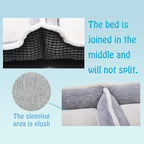 Dog Beds for Two Small Dogs, Double Cat Beds for Indoor Cats, Super Soft Washable Cat Bed with Anti-Slip & Water-Resistant Bottom, Luxury Durable Kitten Bed Puppy Bed, Rectangle Grey Animal Pet Beds