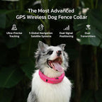 SATELLAI Dog Wireless Fences, Red The Most Advanced GPS Dog Collar with AI Analysis, Precise Positioning, 5-Day Battery, and IP68 Waterproof, Flexible Virtual Fencing for Medium & Large Dogs