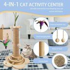 Wood Cat Scratching Posts, Cat Tree Scratching Post with Cat Interactive Toy, Easy Installation Cat Tower for Small Cat (18In)