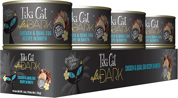 Tiki Cat After Dark, Chicken & Quail Egg, High-Protein and 100% Non-GMO Ingredients, Wet Cat Food for Adult Cats, 5.5 oz. Can (8 Count)