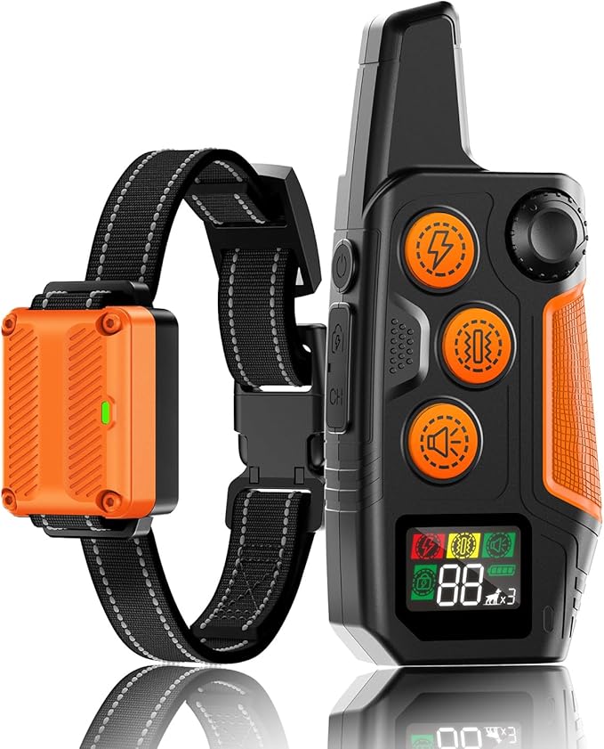 Dog Shock Collar with Remote Control 3300FT Range IPX7 Waterproof Rechargeable E Collar for Dogs Training 3 Modes for 5-120lbs Small Medium Large Dogs