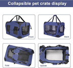 Pet Carrier for Cats and Dogs up to 25 lbs, Soft-Sided Collapsible Travel Crate, 24" L x 16" W x 16" H - Includes Removable Plush Blanket & Travel Bowl for Vet, Car, Home Use