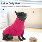 IECOii Dachshund Sweater,Turtleneck Dog Sweater for Small Medium Dogs Girl Boy,Stretchy & Breathable,Warm Knitted Pullover Coat,High Neck Knitwear for Cold Weather Indoor & Outdoor Wear (Rose red,M)
