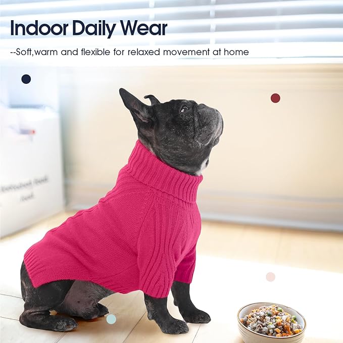 IECOii Great Dane Sweater,5XL Extra Large Sweater for Giant Breed Dogs in Winter,Turtleneck Cold Weather Knit Clothes,Machine Washable,Elastic Pullover for Saint Bernard,Mastiff (Rose red,XXXXXL)