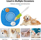 Lick Mat for Small Dogs and Cats with Suction Cups, Silicone Slow Feeder Lick Pad with Collapsible Bowl for Anxiety Relief, Pet Puzzle Treat Mat for Bathing Grooming Trimming (Blue)