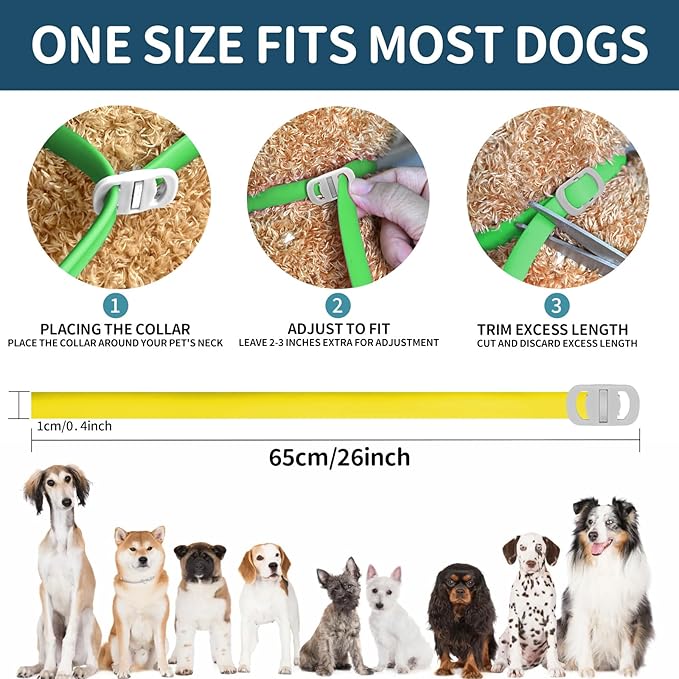 4 Pack Flea Collar for Dogs, Flea and Tick Collars for Dogs, 32 Months Flea and Tick Prevention for Dog, Dog Flea and Tick Treatment, Water-Resistant & Adjustable Flea Collar - Green&Yellow
