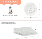 Best Friends by Sheri Bundle Set The Original Calming Shag Donut Cuddler Cat and Dog Bed + Pet Throw Blanket Frost Large 36" x 36"