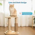 Made4Pets Cat Scratching Post, Cat Self Groomer for Indoor Cats, Cloud Soft Perch for Rest, 17.5" Tall Natural Sisal Scratcher Cat Grooming Interactive Ball Track Toys for Small Cats Kittens