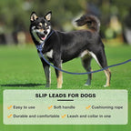 Lynxking Dog Leash Slip Lead Reflective Breathable Rope Comfortable Strong No Pull Slip On Pet Training Lead for Dogs