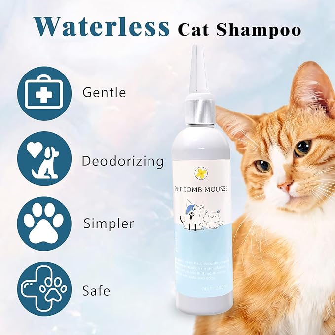 Pet Steam Brush Spray Refill for Dogs & Cats – Pets Waterless Shampoo, 3-in-1 Grooming Spray Comb Mist, 2*Shampoo(Steam Brush not Included)