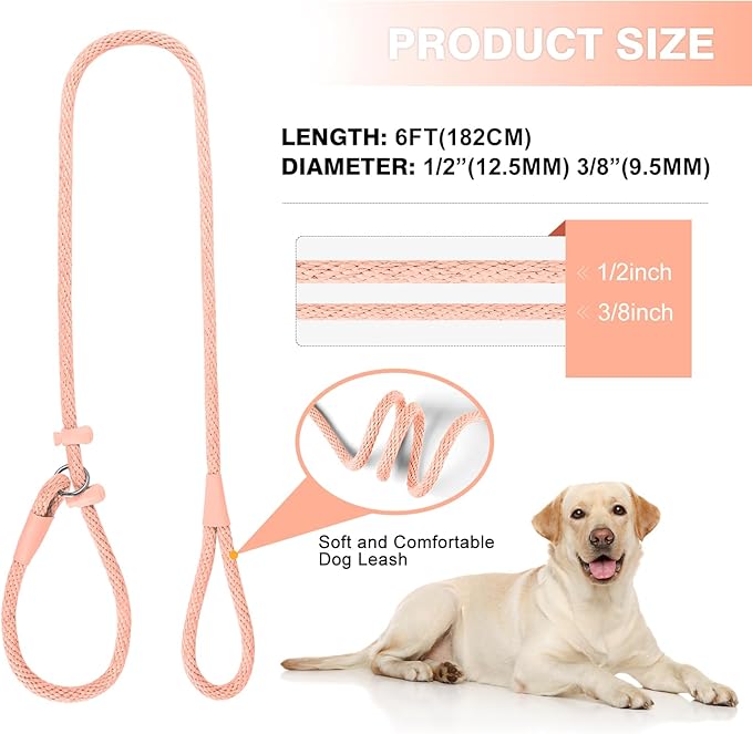 Lynxking Dog Leash Slip Lead Reflective Breathable Rope Comfortable Strong No Pull Slip On Pet Training Lead for Dogs