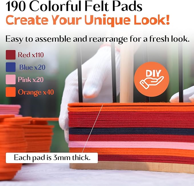 DIY Felt Cat Scratcher Bed, Durable Scratching Pad for Indoor Cats, Sturdy Solid Beech Wooden Cats Scratcher, Lounger & Sleep & Scratch (Extra-Larger), Red