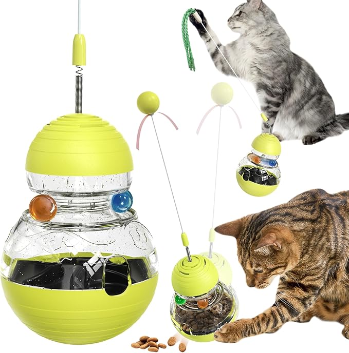 Cat Toy for Indoor Cats Wobble Kitten Treat Dispensing Ball Food Dispenser Puzzle Slow Feeder Balls Kitty Stimulating Indoor Interactive Brain Game Thanksgiving Toys Gift