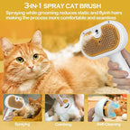 3-1 Cat Steam Brush for Shedding, Steamy Grooming Brush for Long & Short Hair Cats & Dogs, Self-Cleaning Pet Hair Removal Comb with Water Tank Dog