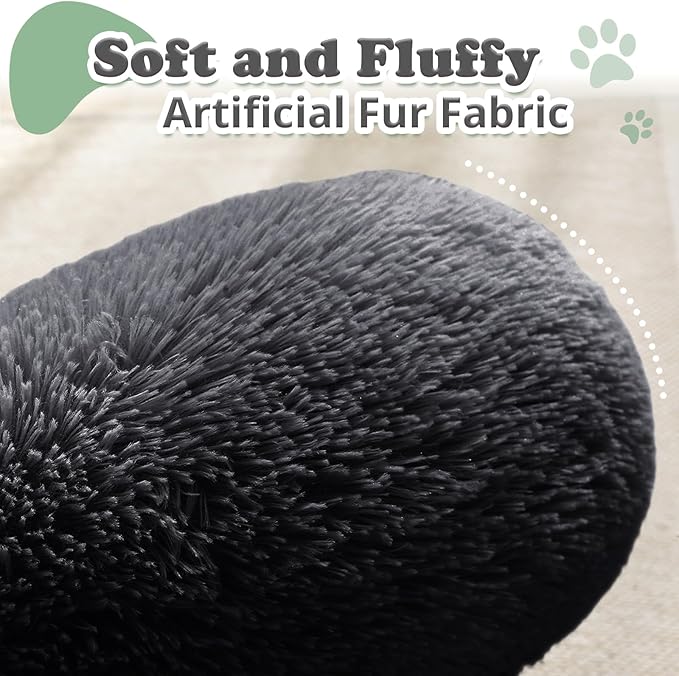JOLLYVOGUE Dog & Cat Bed, Calming Anti-Anxiety Pet Bed for Small Dogs, Fluffy Donut Cushion for Small and Medium Pets (20")