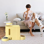 Automatic Cat Food Feeder and Water Dispenser,2 in 1 Gravity Cat Feeder and Water Dispenser with Stainless Steel Bowl,2 Pack Large Capacity Self Feeding for Small Medium Pets Puppy Kitten