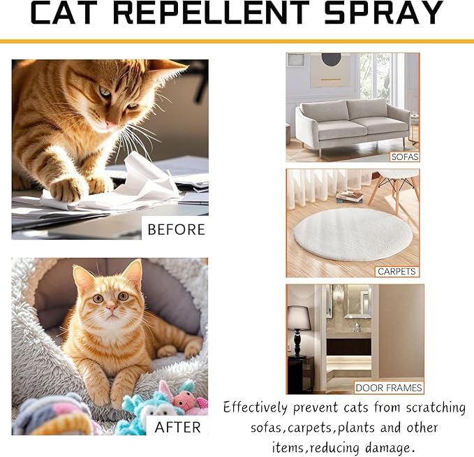 2PCS Cat Deterrent Spray, Effective Cat Scratch Deterrent Training Aid for Furniture, Natural Cat Spray Deterrent, for Urine Marking & Scratching